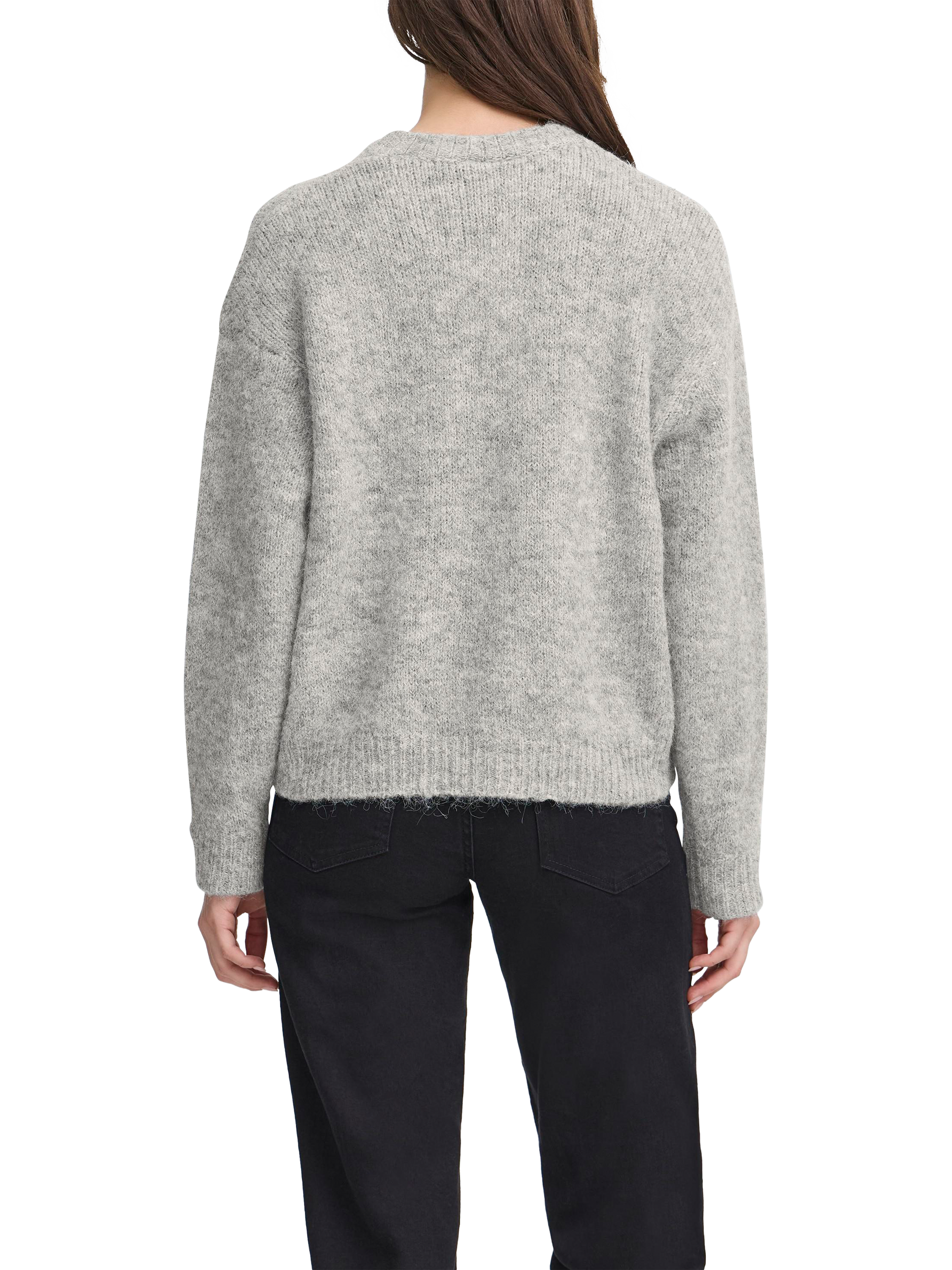 Product image 2 of 7, which shows ICHI Belablue Crew Neck Cardigan , Light Grey Melange, XS