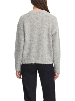 ICHI Belablue Crew Neck Cardigan - view 2, Light Grey Melange