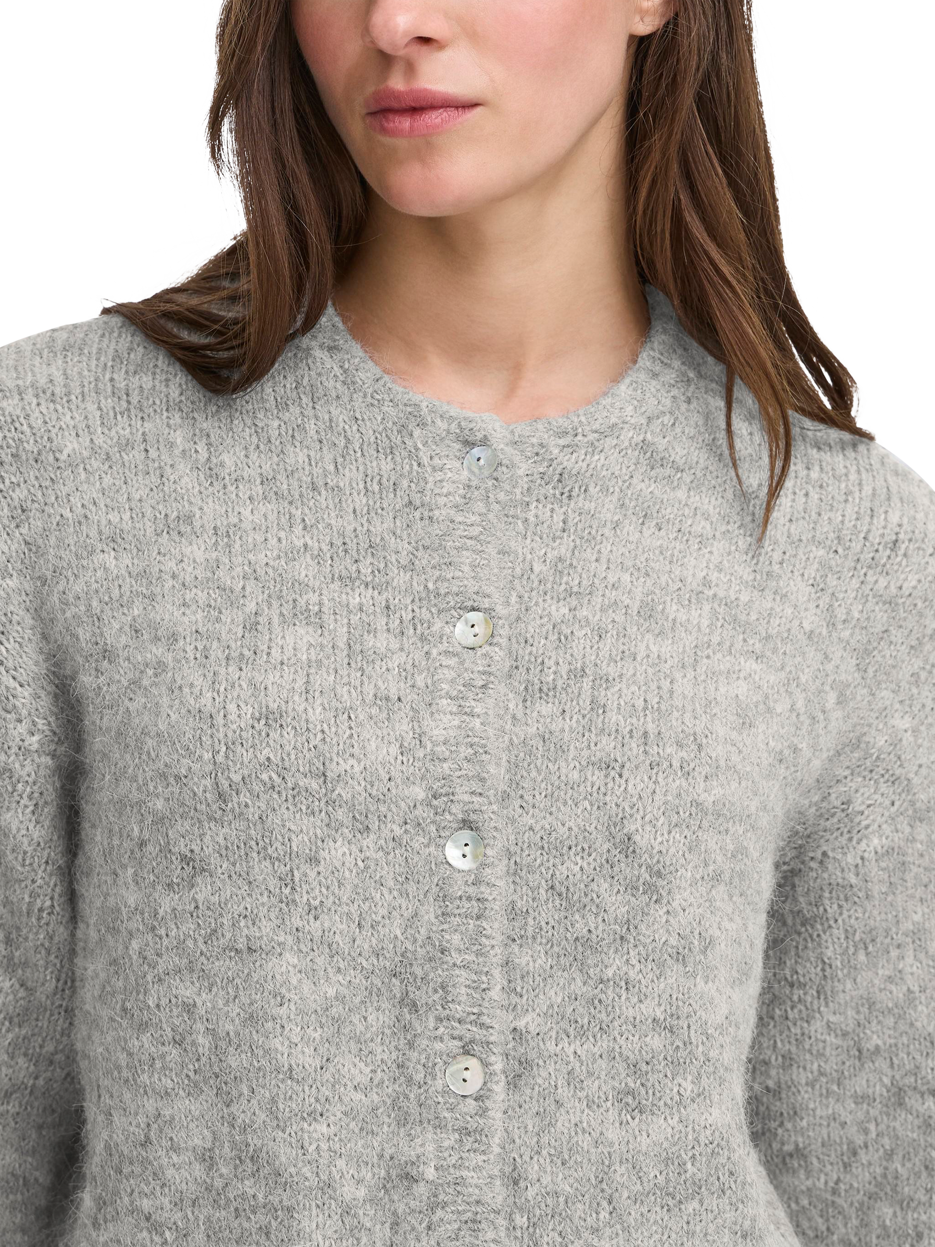 Product image 4 of 7, which shows ICHI Belablue Crew Neck Cardigan , Light Grey Melange, XS