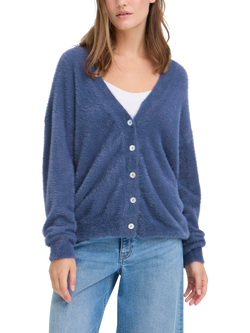 ICHI Brula Long Sleeve V-Neck Cardigan, Navy Peony