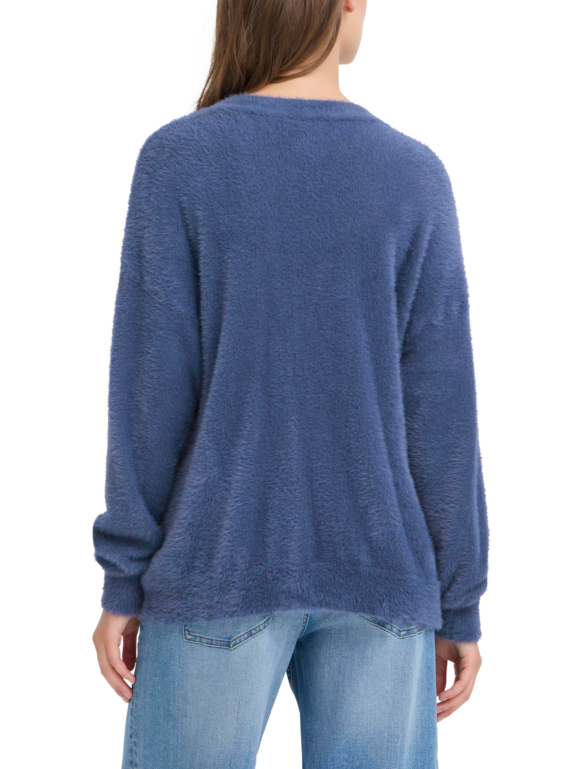 Product image 2 of 7, which shows ICHI Brula Long Sleeve V-Neck Cardigan , Navy Peony, XS