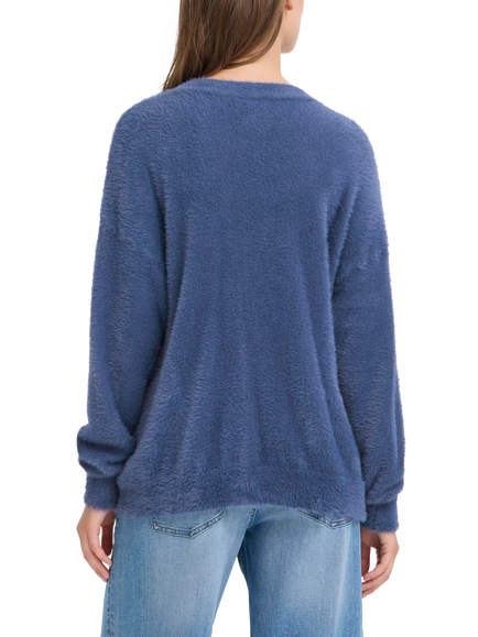 ICHI Brula Long Sleeve V-Neck Cardigan - view 2, Navy Peony