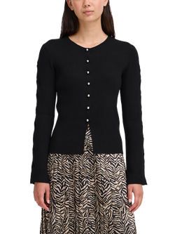 ICHI Dollis Round Neck Buttoned Cardigan, Black