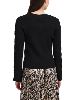 ICHI Dollis Round Neck Buttoned Cardigan - view 2, Black