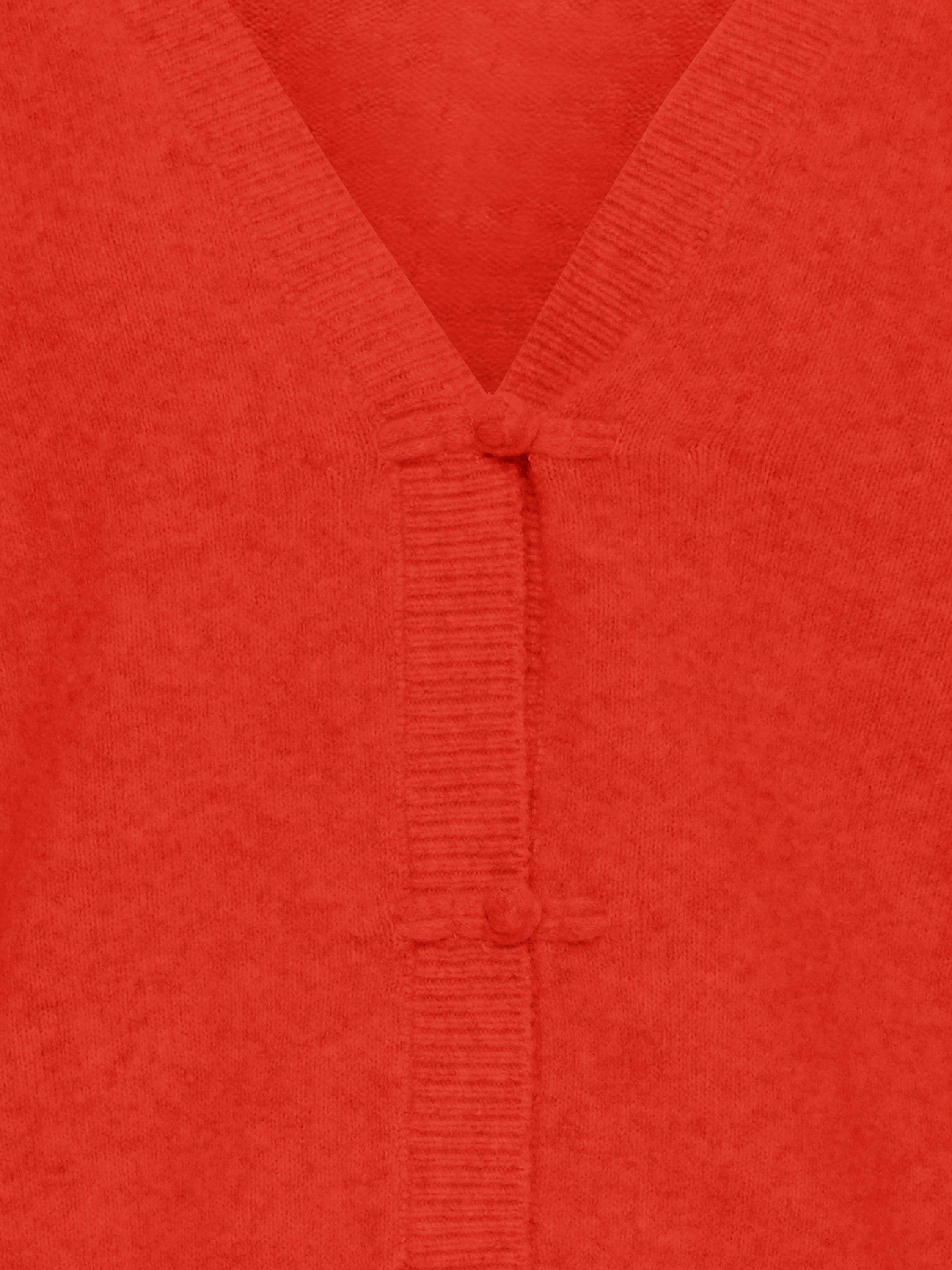 Product image 7 of 7, which shows ICHI Dasila Tie Front V-Neck Cardigan, Fiery Red, XS