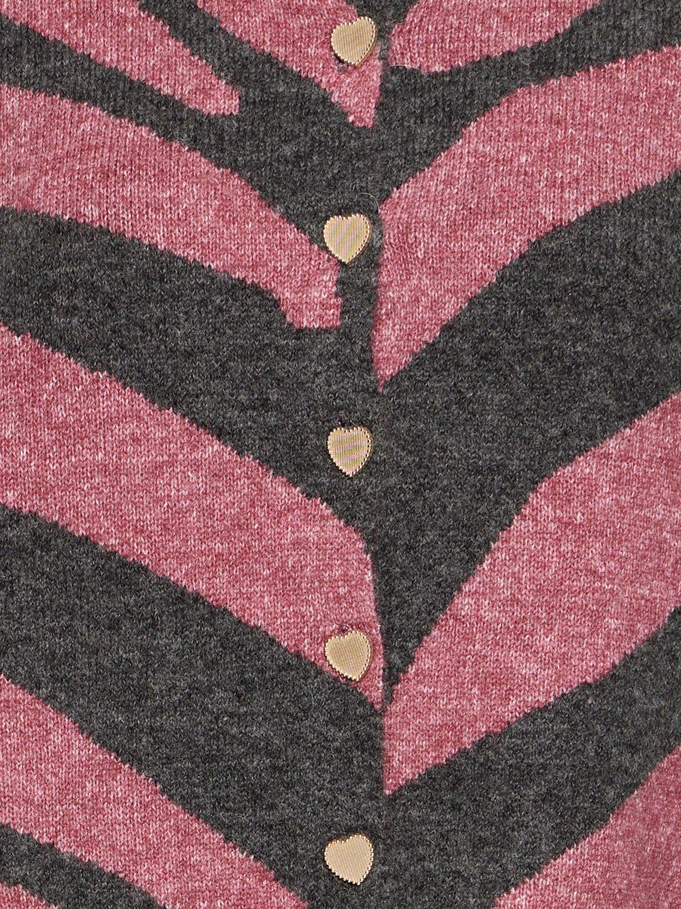 Product image 7 of 7, which shows ICHI Livoni Stripe Round Neck Cardigan, Maroon/Multi, S