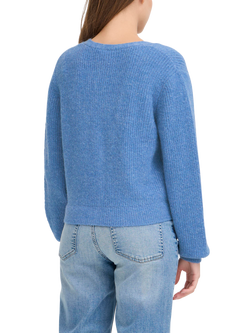 ICHI Marin Wool Blend V Neck Cardigan - view 2, Blue Yonder