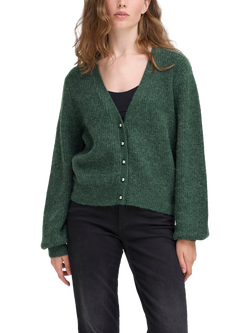 ICHI Marin Wool Blend V Neck Cardigan, Pineneedle