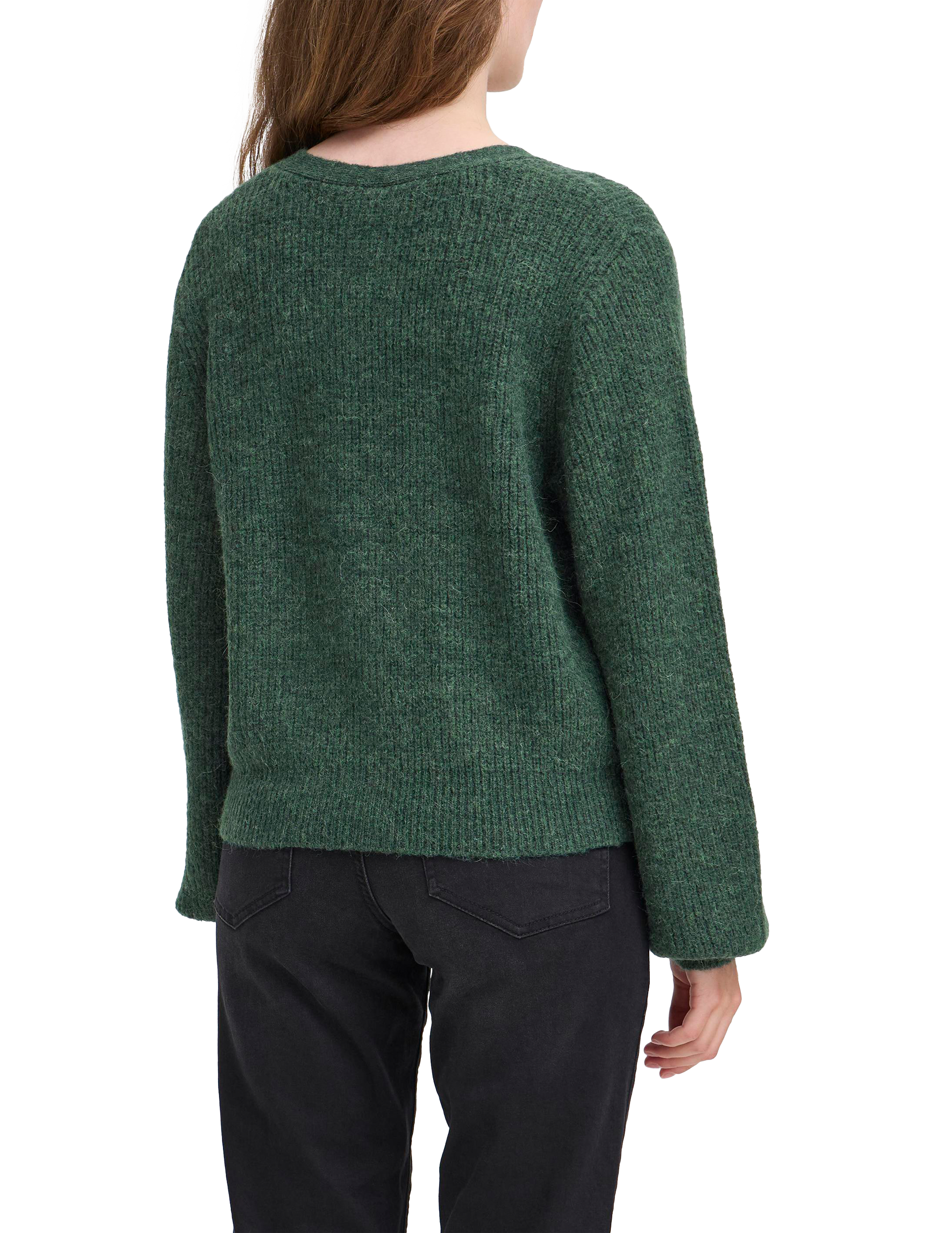 Product image 2 of 7, which shows ICHI Marin Wool Blend V Neck Cardigan, Pineneedle, S