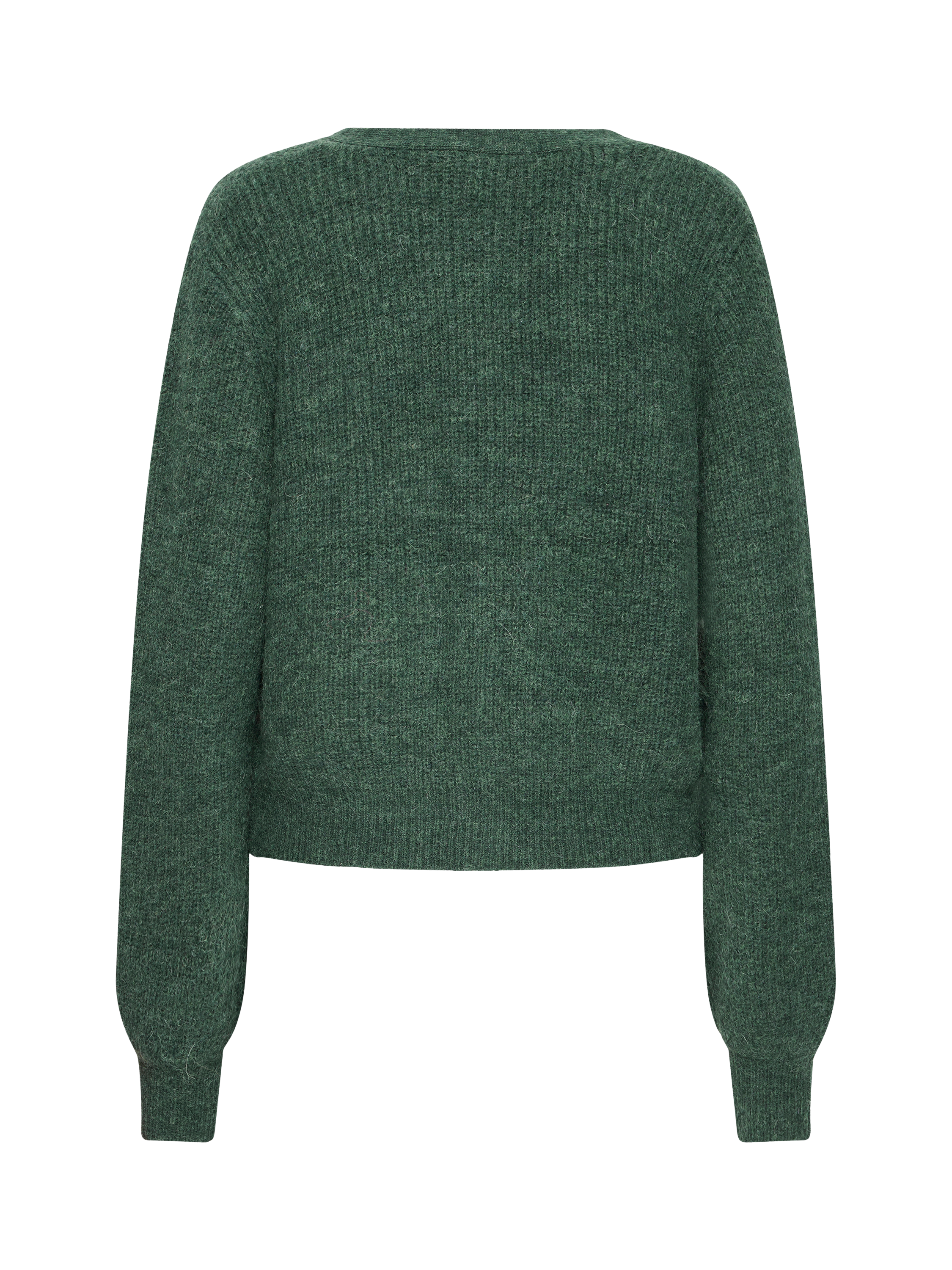 Product image 6 of 7, which shows ICHI Marin Wool Blend V Neck Cardigan, Pineneedle, S