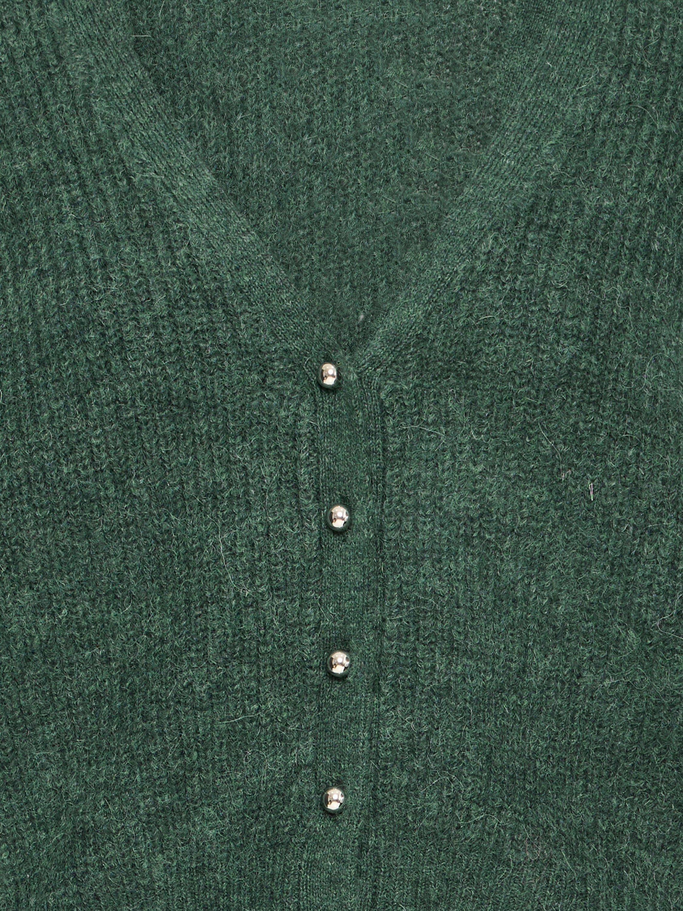 Product image 7 of 7, which shows ICHI Marin Wool Blend V Neck Cardigan, Pineneedle, S