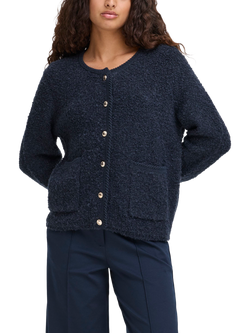 ICHI Valmai Round Neck Cardigan, Total Eclipse