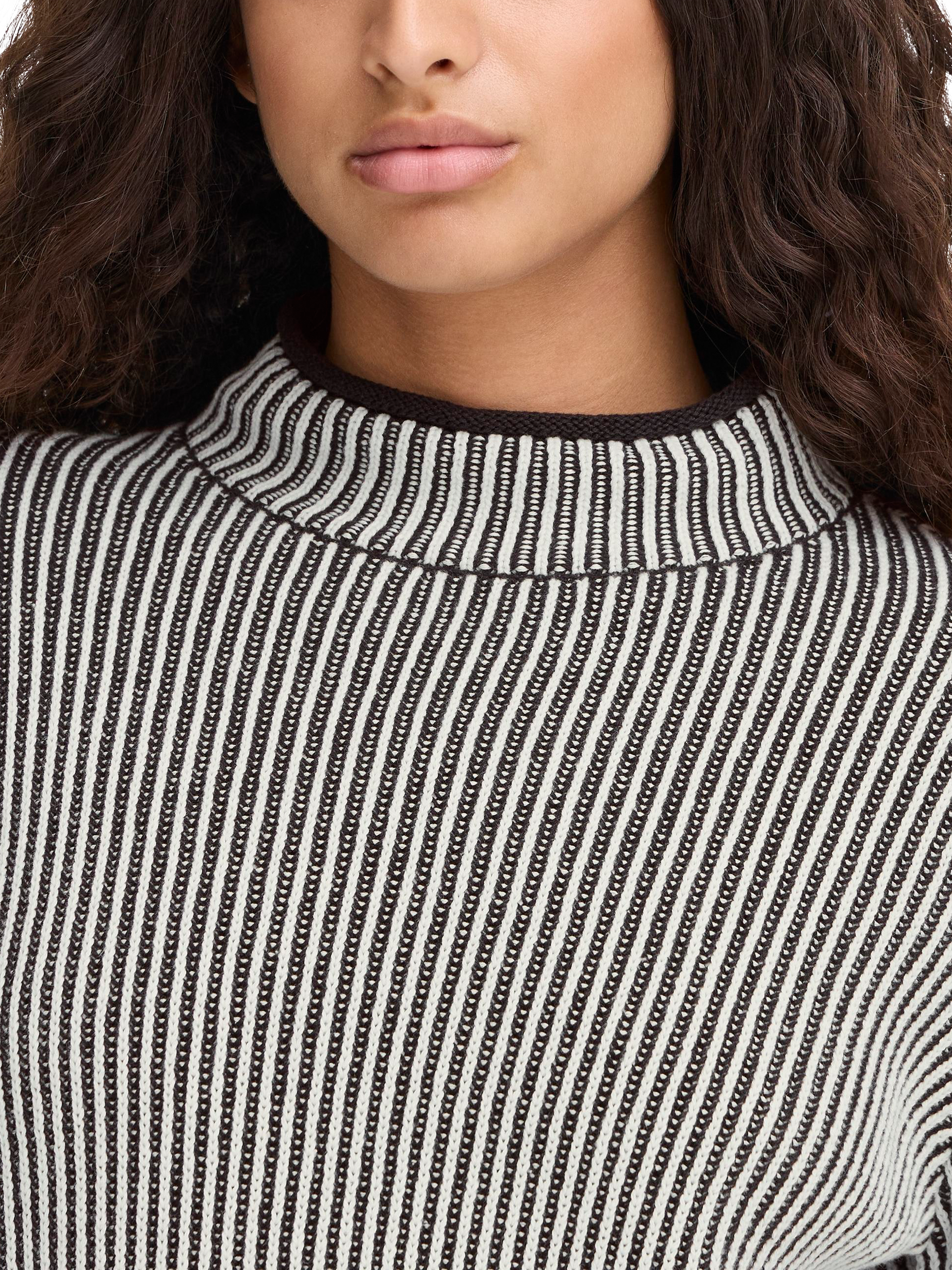 Product image 4 of 7, which shows ICHI Danuta Cotton Stripe High Neck Jumper, Black, L