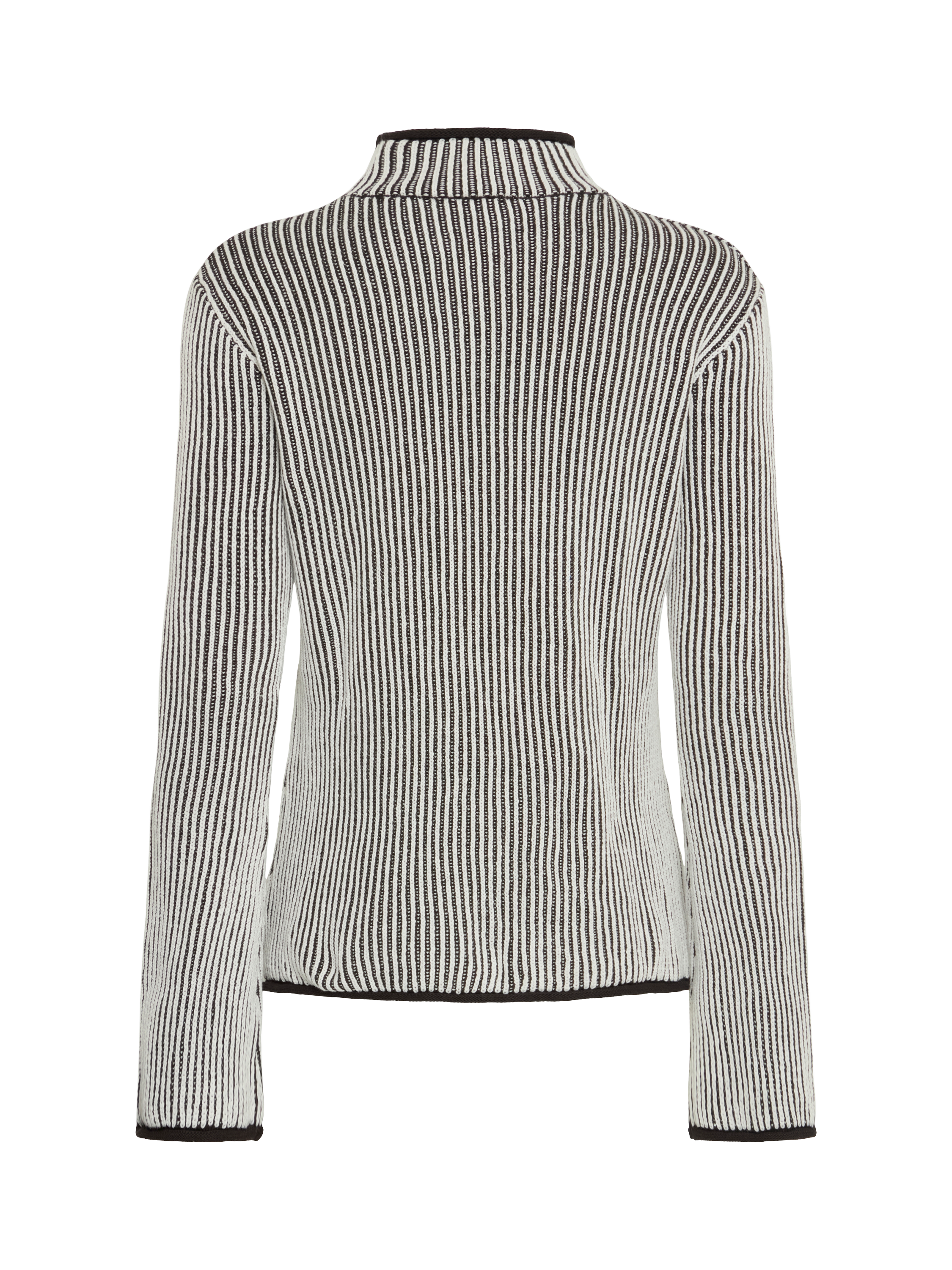 Product image 6 of 7, which shows ICHI Danuta Cotton Stripe High Neck Jumper, Black, L