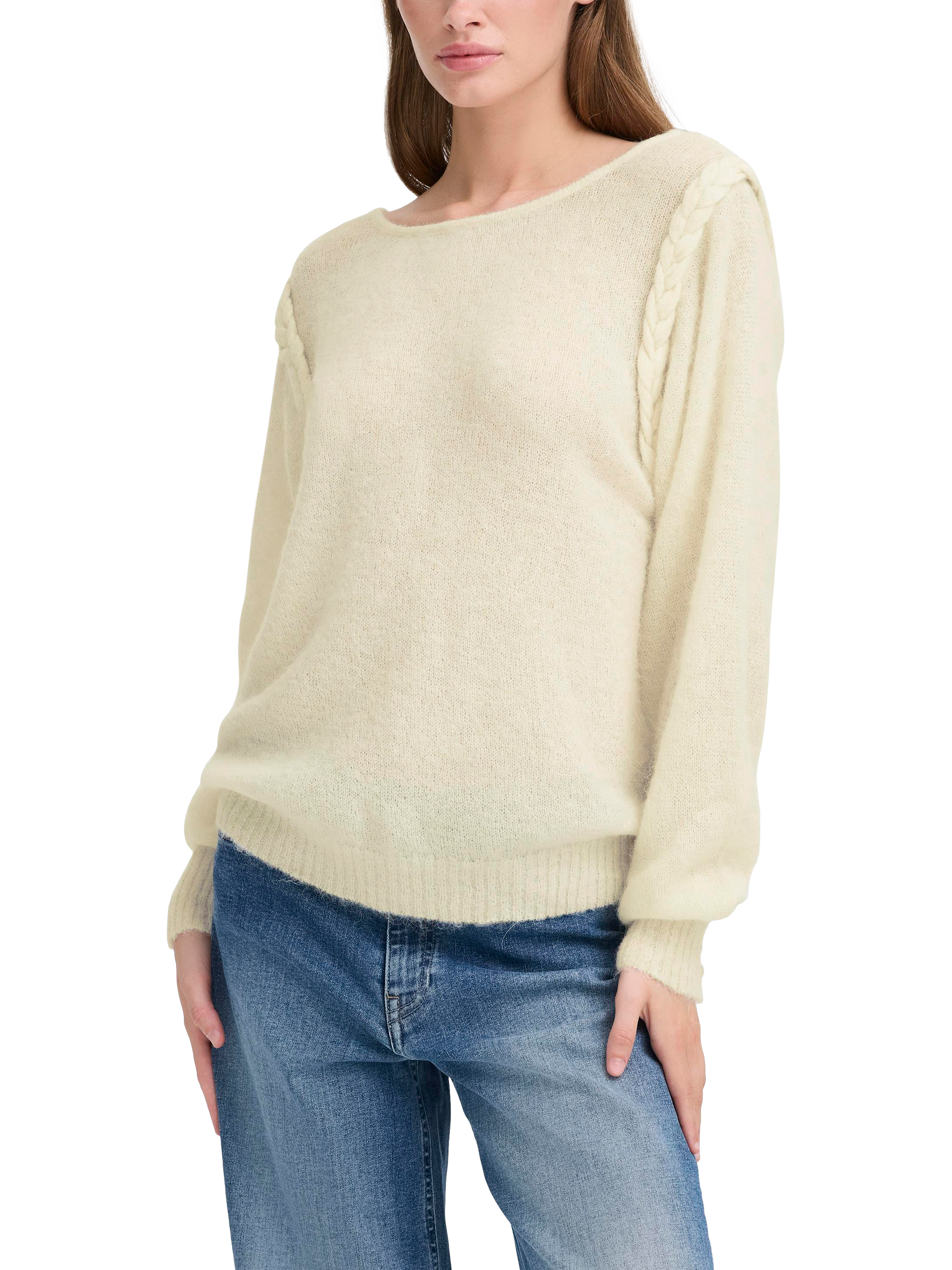 Product image 1 of 7, which shows ICHI Estelle Wool Rich Jumper, Cloud Dancer, XS