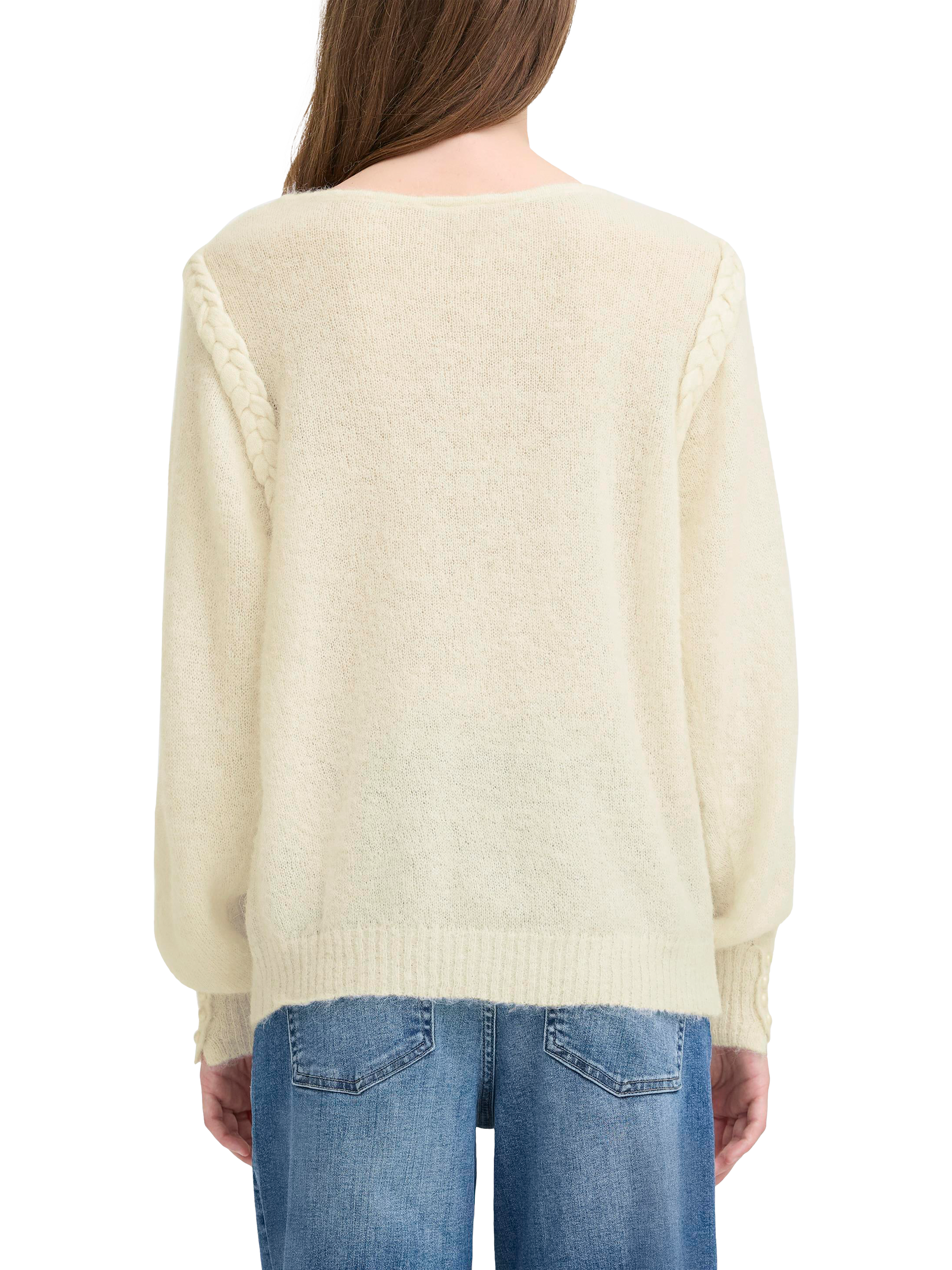 Product image 2 of 7, which shows ICHI Estelle Wool Rich Jumper, Cloud Dancer, XS