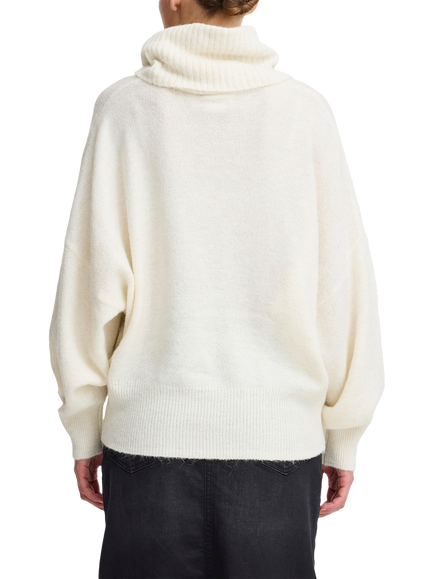 ICHI Kamara Long Sleeve Roll Neck Knit Jumper - view 2, Cloud Dancer