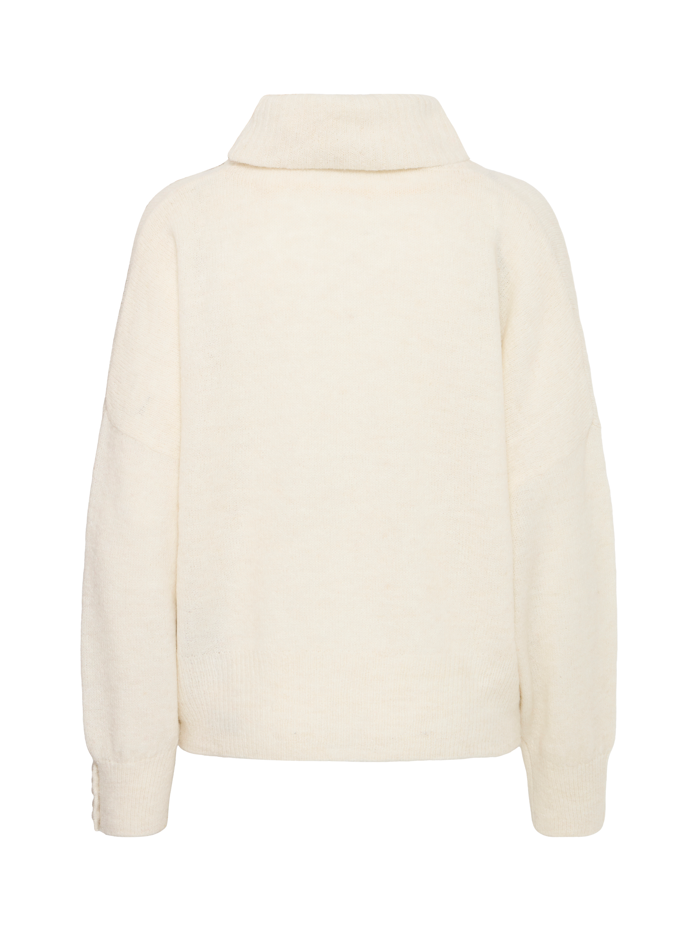 Product image 6 of 7, which shows ICHI Kamara Long Sleeve Roll Neck Knit Jumper , Cloud Dancer, XS