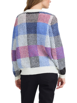 ICHI Mecks Check Crew Neck Jumper - view 2, Blue/Multi