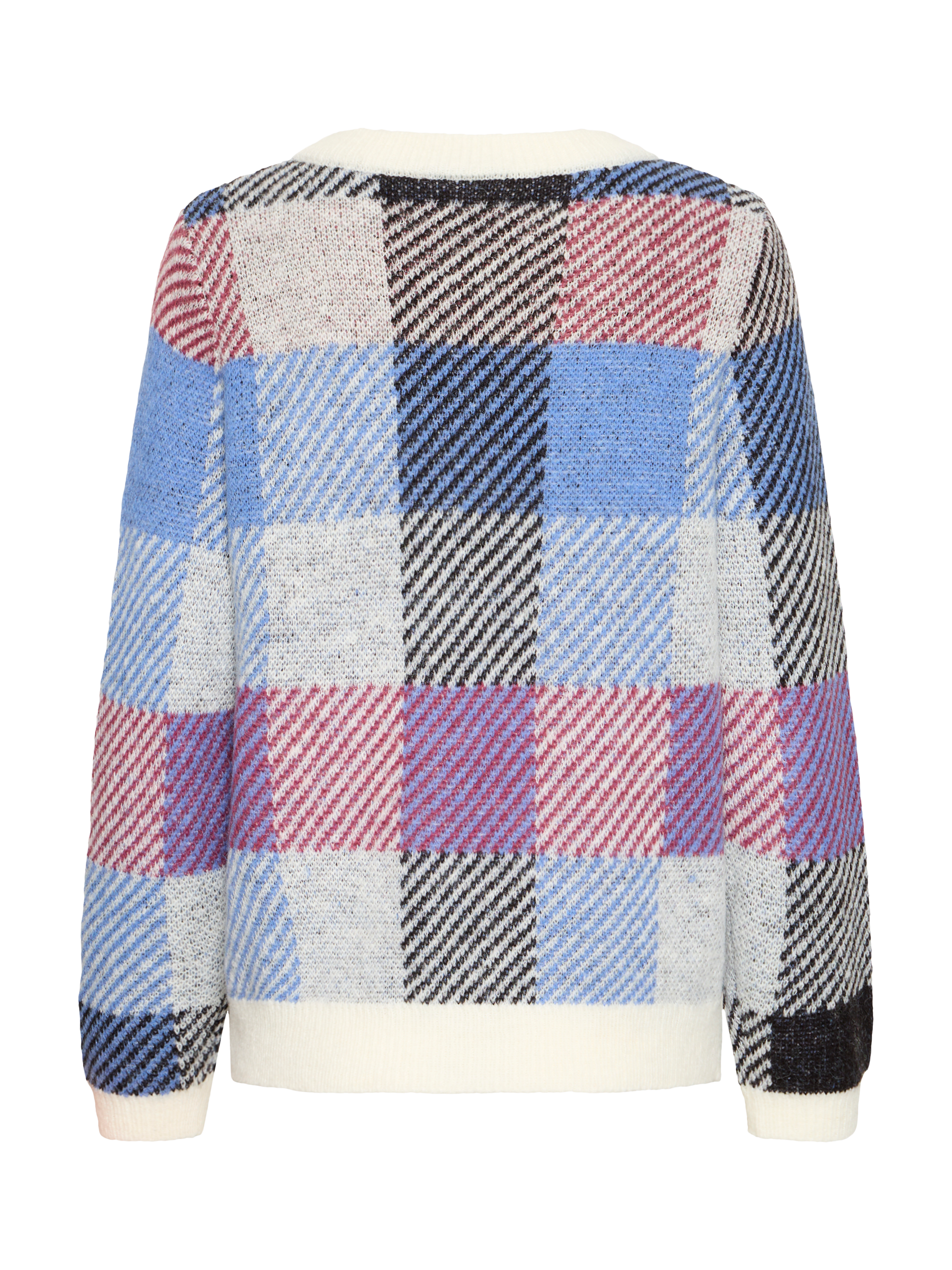 Product image 6 of 7, which shows ICHI Mecks Check Crew Neck Jumper, Blue/Multi, XS