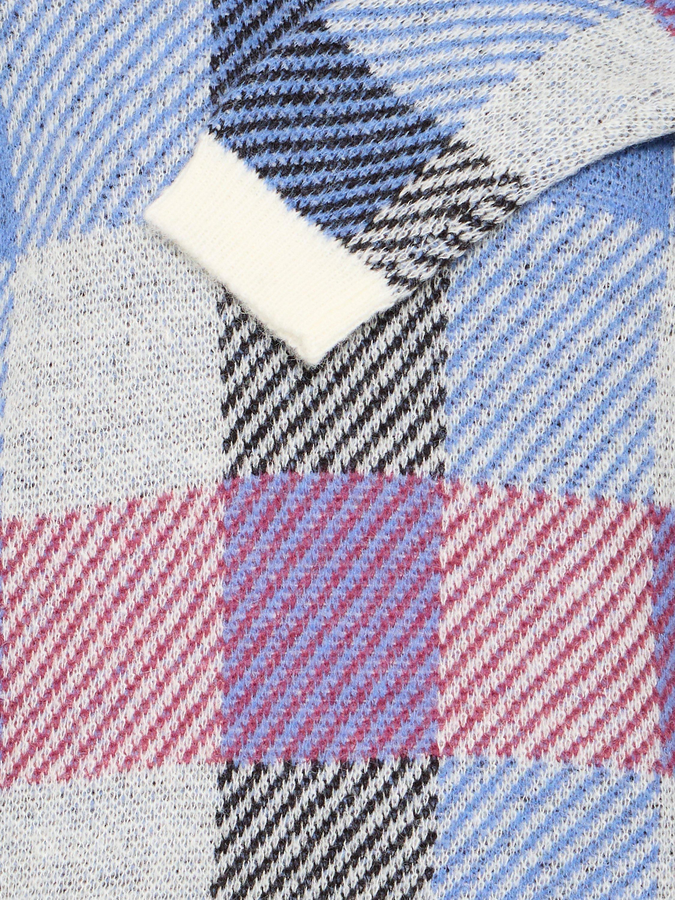 Product image 7 of 7, which shows ICHI Mecks Check Crew Neck Jumper, Blue/Multi, XS