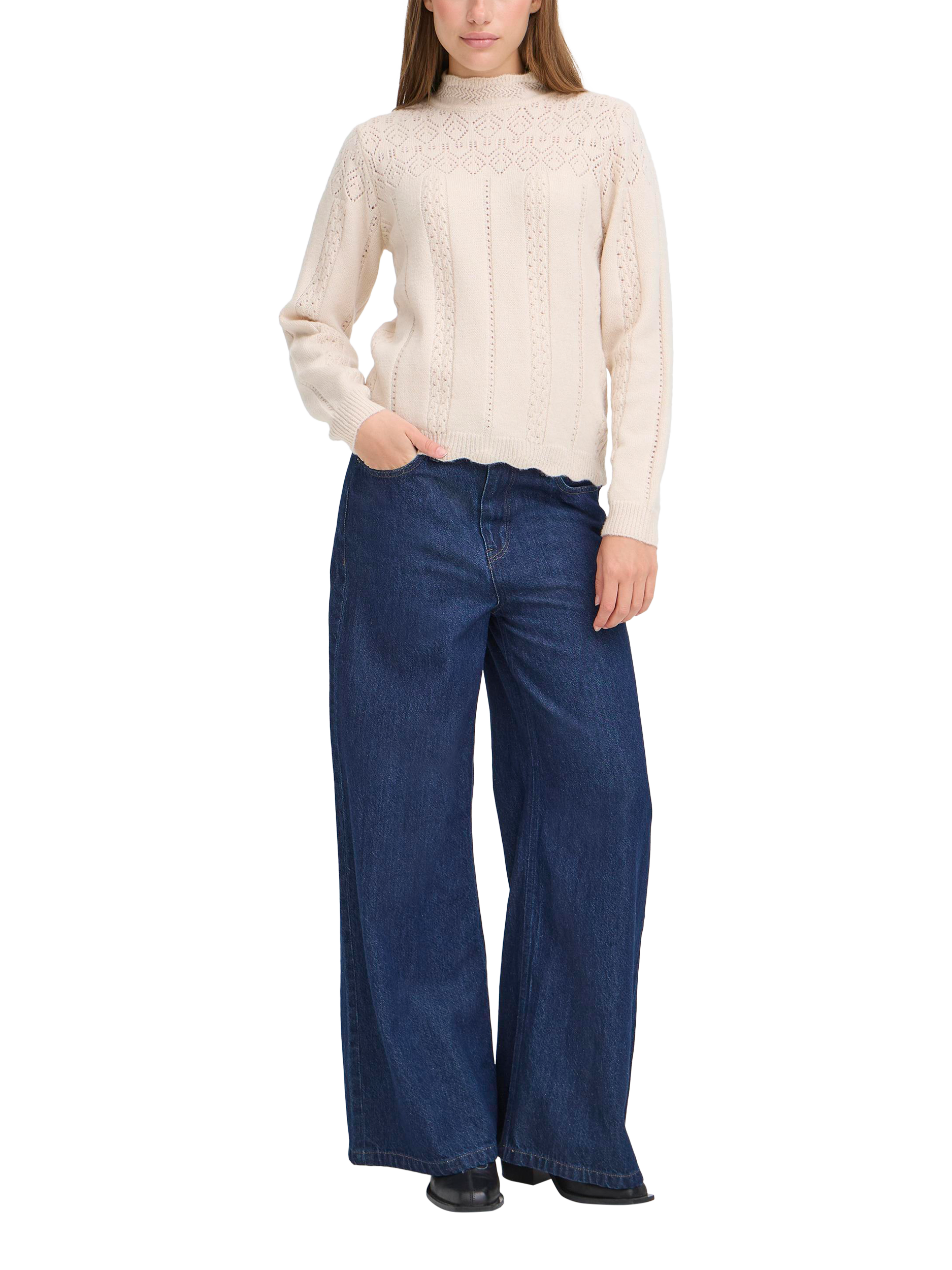 Product image 3 of 7, which shows ICHI Povoke High Neck Jumper, Birch, S