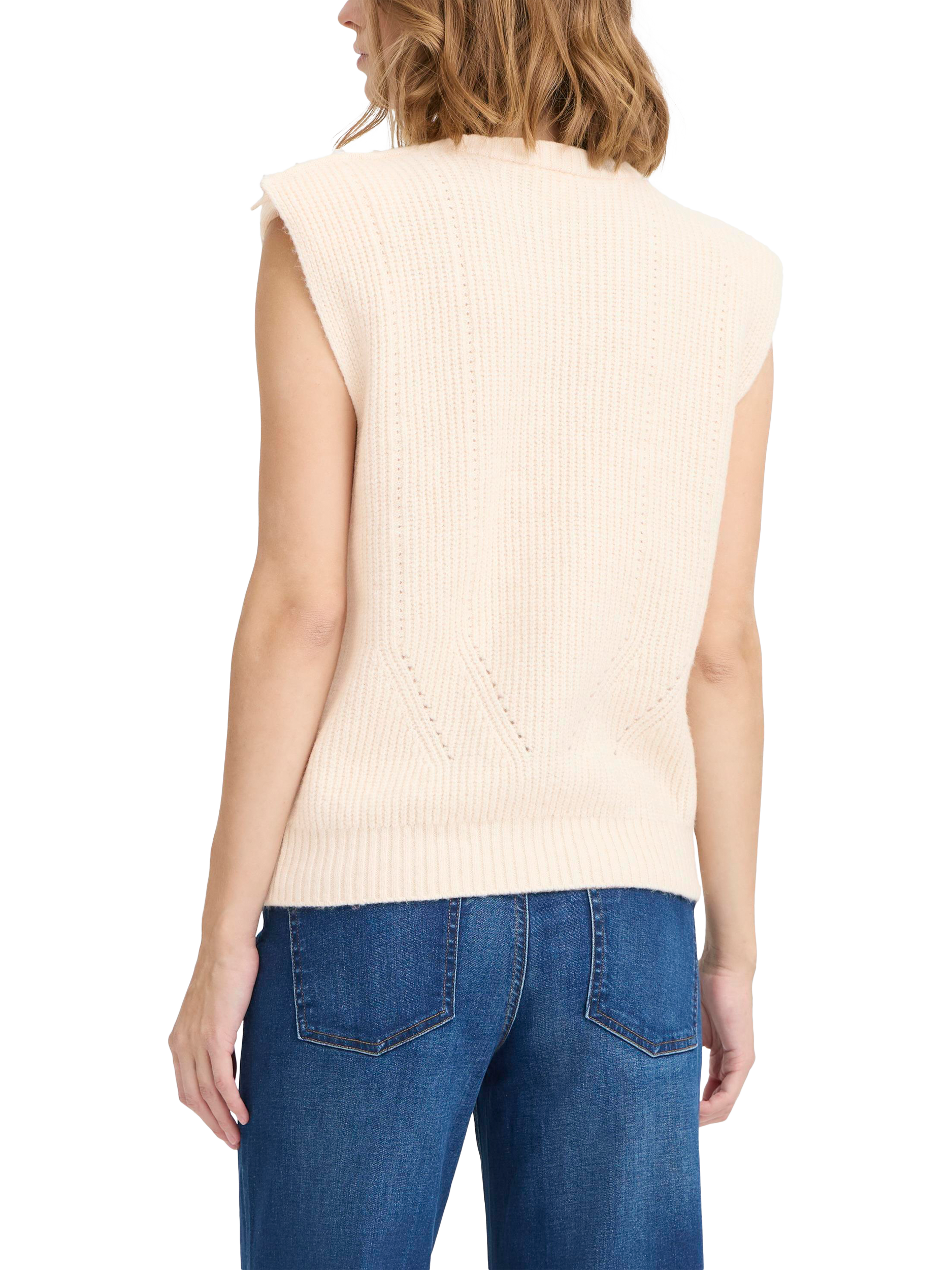 Product image 2 of 7, which shows ICHI Povoke Sleeveless Crew Neck Jumper, Birch, XS