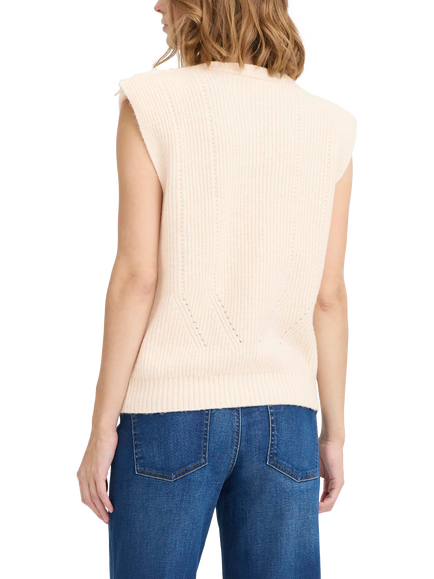 ICHI Povoke Sleeveless Crew Neck Jumper - view 2, Birch