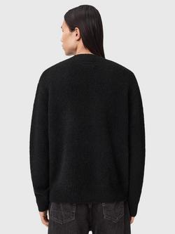AllSaints Finden Wool Blend Floral Heart Crew Neck Jumper - view 2, Black