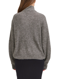 ICHI Kamara Zip Neck Jumper - view 2, Dark Grey