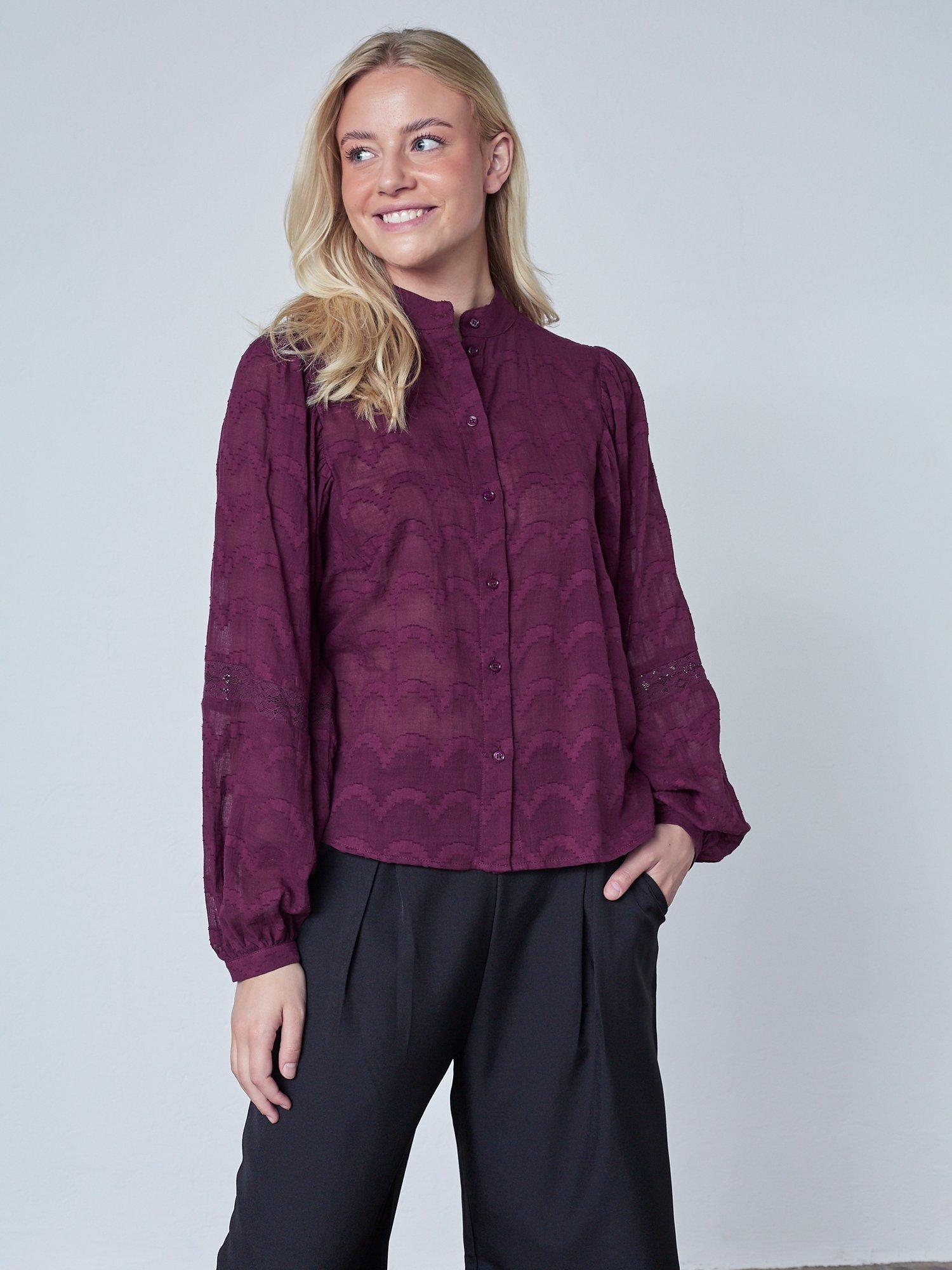 Product image 1 of 4, which shows Sisters Point Etsa Shirt, Dark Bordeaux, XS
