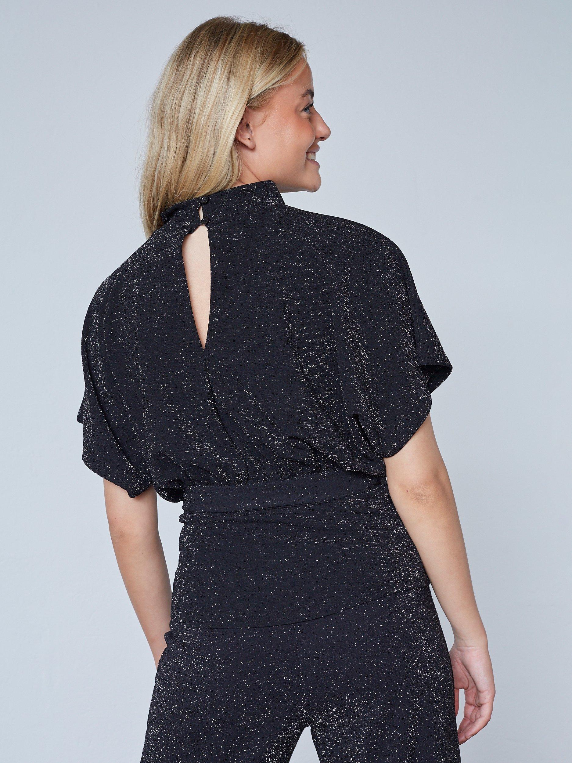 Product image 2 of 5, which shows Sisters Point Girl Blouse, Black/Silver, XS