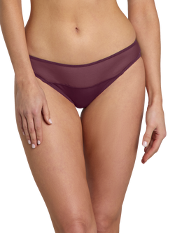 Heist The Sheer Brazilian Knickers, Black, Burgundy
