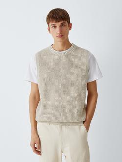 Kin Open Weave Cotton Knit Vest, Natural, Natural