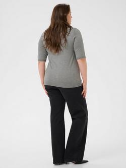 KAFFE KCcarla Knitted Half Sleeve Jumper, Grey Melange - view 2, Grey Melange