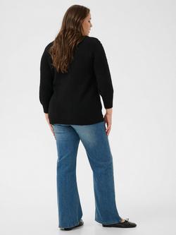 KAFFE Curve Letty Embellished Sleeve Jumper, Black Deep - view 2, Black Deep