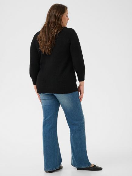 KAFFE Curve Letty Embellished Sleeve Jumper, Black Deep - view 2, Black Deep