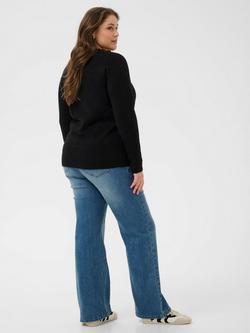 KAFFE Curve Niela V-Neck Jumper, Black Deep - view 2, Black Deep