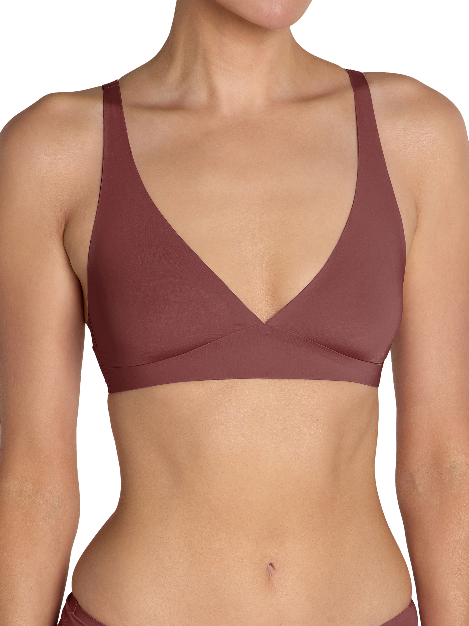 Product image 1 of 4, which shows Heist The Smooth High Apex Bralette, Hot Chocolate, XS