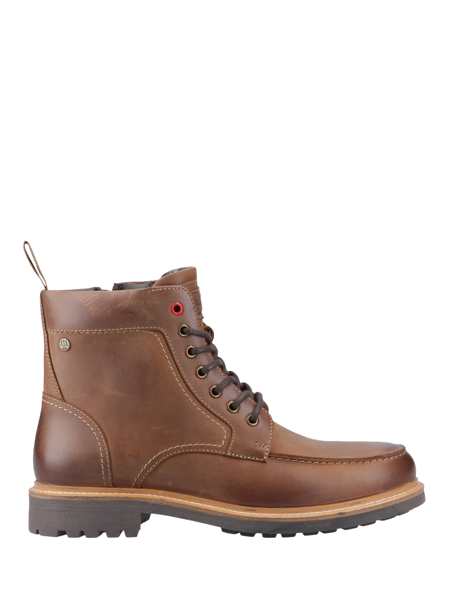 Product image 1 of 4, which shows Hunter Shaws Leather Waterproof Ankle Boots, Dark Tan, 7