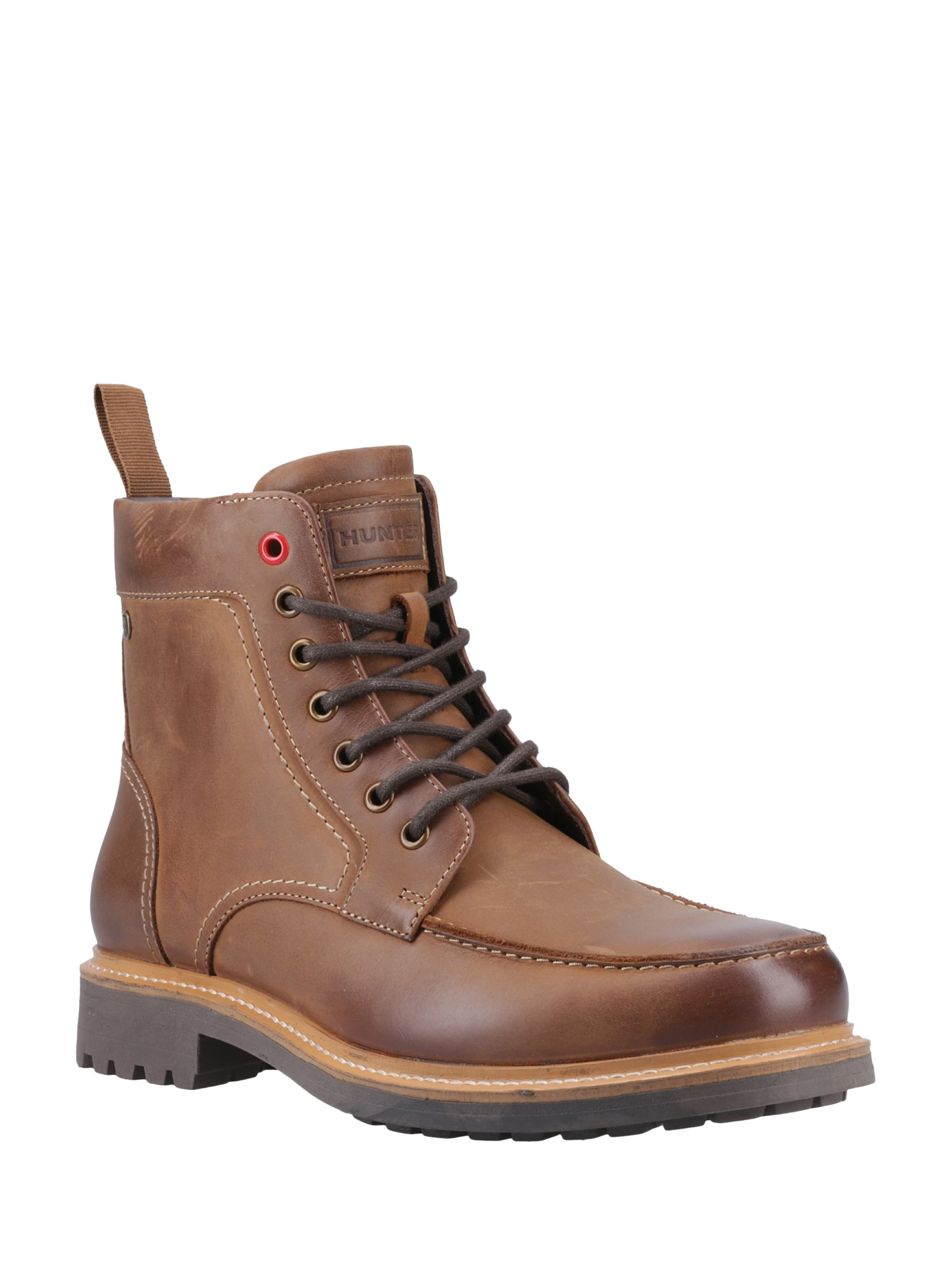Product image 2 of 4, which shows Hunter Shaws Leather Waterproof Ankle Boots, Dark Tan, 7