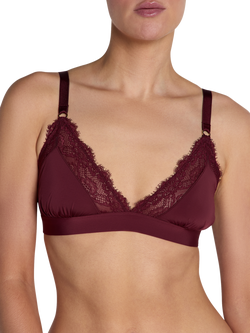 Heist The Bridget Microfibre Lace Triangle Bralette, Dark Cherry, Dark Cherry