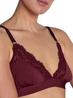 Heist The Bridget Microfibre Lace Triangle Bralette, Dark Cherry - view 2, Dark Cherry