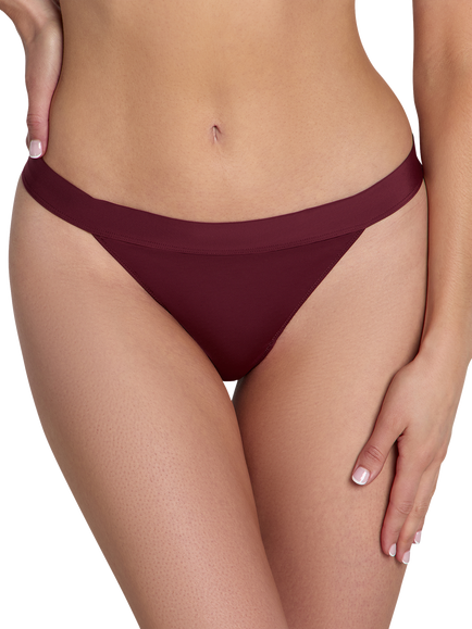 Heist The Bridget Microfibre Lace Tanga Thong, Dark Cherry, Dark Cherry