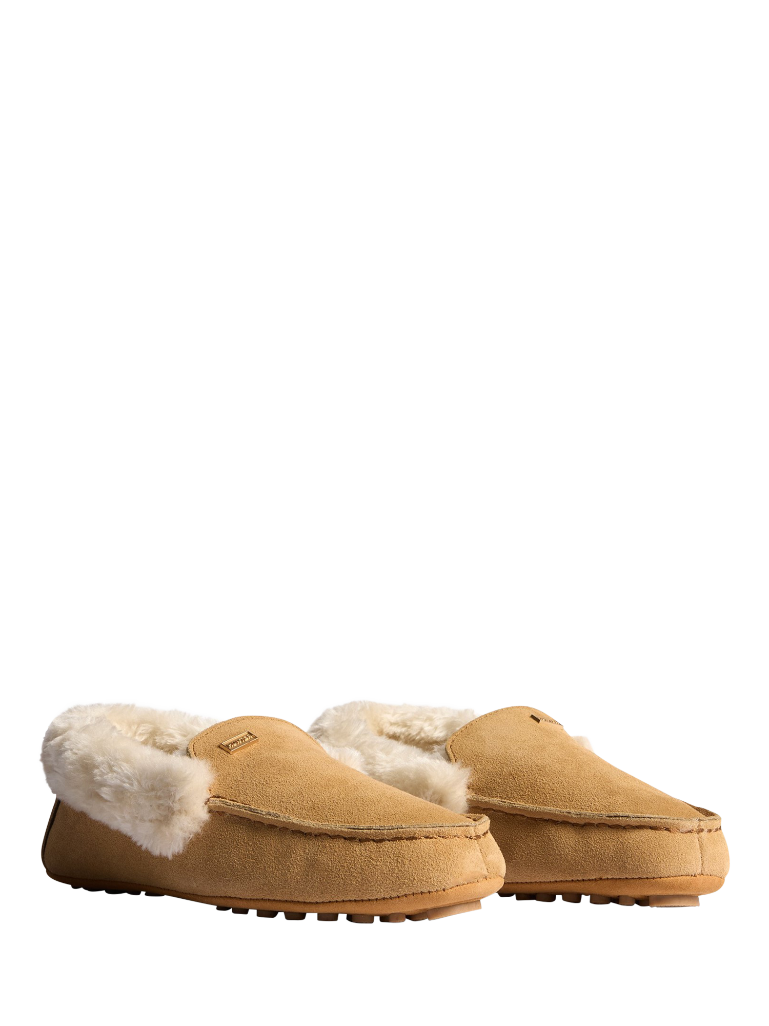Hunter Suede Moccasin Sherpa Slippers, Taupe