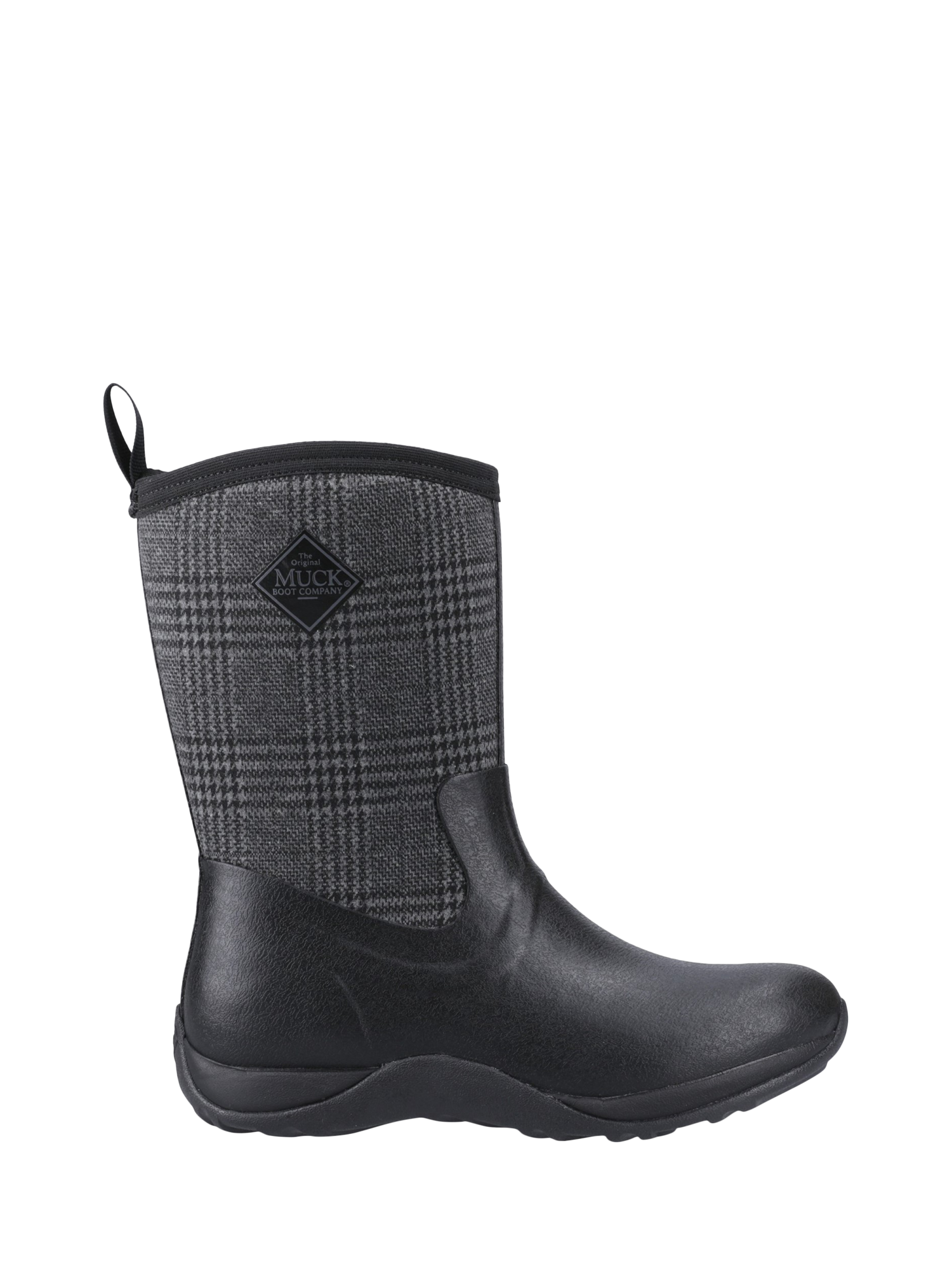 Product image 1 of 4, which shows Muck Arctic Weekend Mid Wellington Boots, Black/Plaid, 3