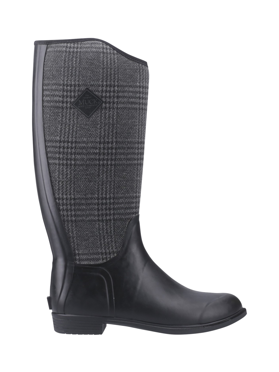 Product image 1 of 4, which shows Muck Derby Tall Wellington Boots, Black/Plaid, 3