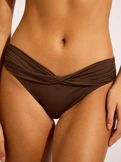 Seafolly Collective Twist Band Mini Hipster Bikini Bottoms, Dark Chocolate