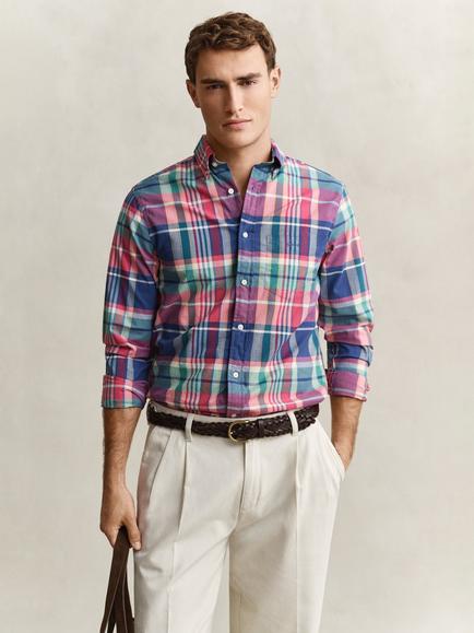 GANT Cotton Check Shirt, Rose Red, Rose Red