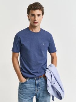 GANT Cotton Regular Fit Short Sleeve Shield T-Shirt, Dark Blue, Dark Blue